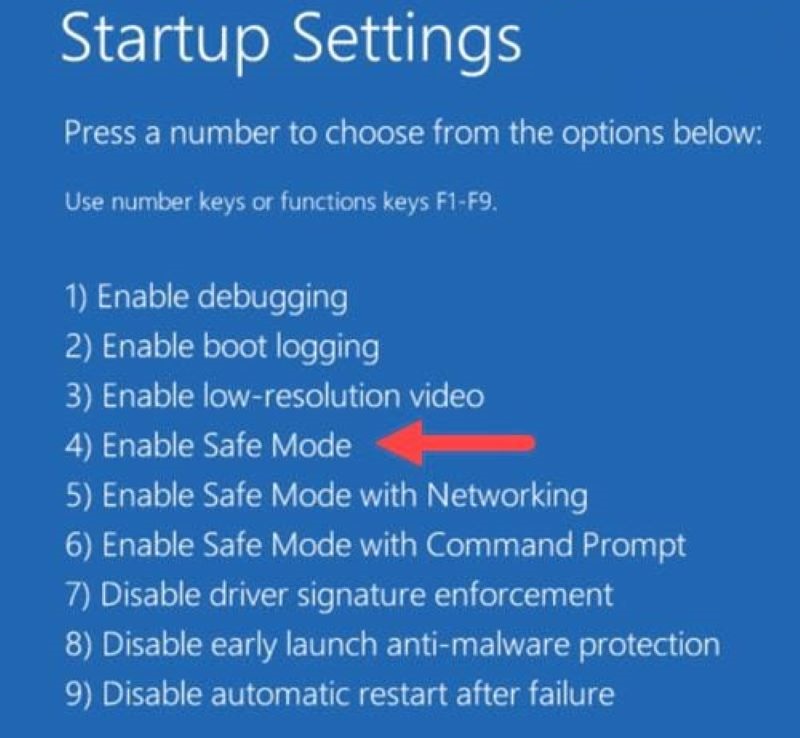 Bật Enable Safe Mode