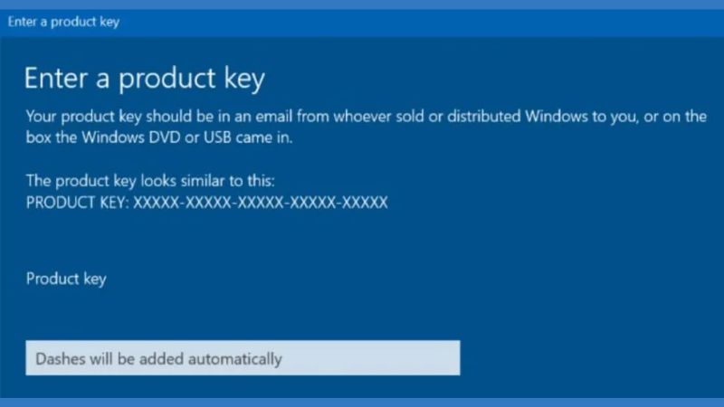 Bước 3: Nhập key Active Windows 10