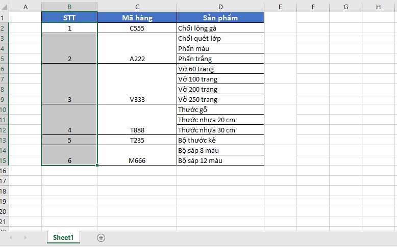 Cách đánh số thứ tự khi gộp ô trong Excel bằng VBA