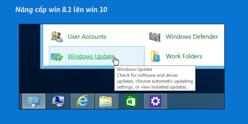Mở chọn mục Windows Update