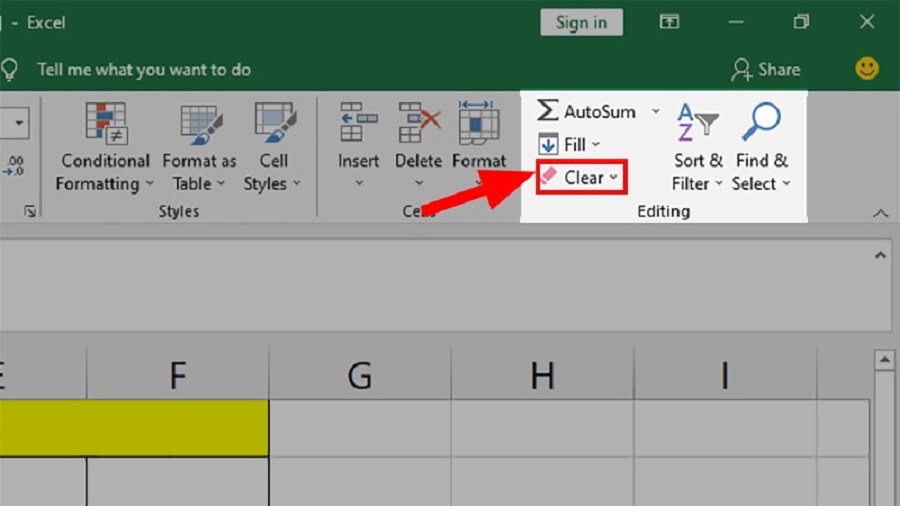 Xóa đường gạch chéo trong Excel