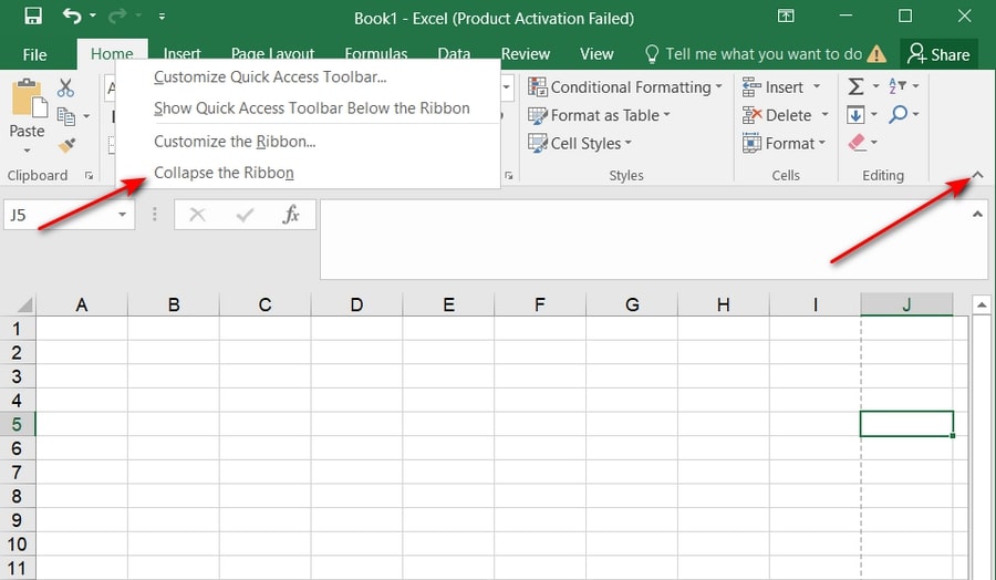 Thao tác cố định thanh công cụ trong Excel