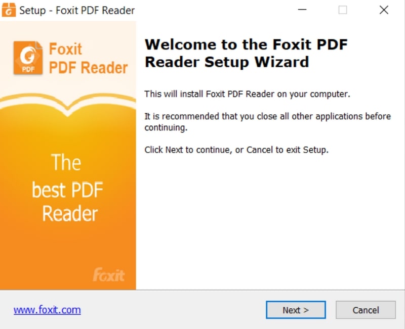 Xuất hiện cửa sổ Setup - Foxit Reader