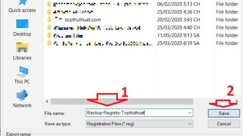 Nhấn Save để lưu dữ liệu backup của Registry