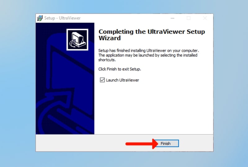 Chọn Finish để hoàn tất quá trình tải UltraViewer miễn phí mới nhất