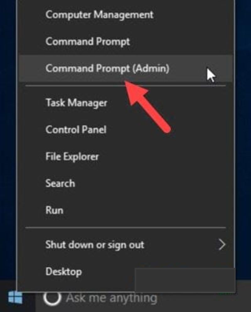 Nhấn tổ hợp Window  + X và chọn Command Prompt (Admin)