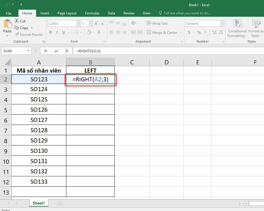 Cách tách số và chữ ra khỏi chuỗi trong Excel bằng hàm RIGHT