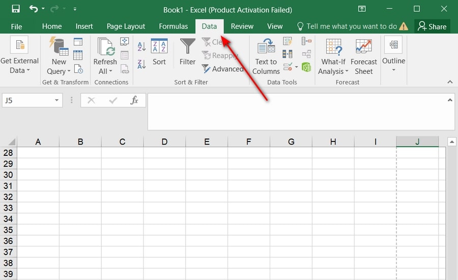 Các nhóm công cụ của thẻ Data trên thanh công cụ Excel