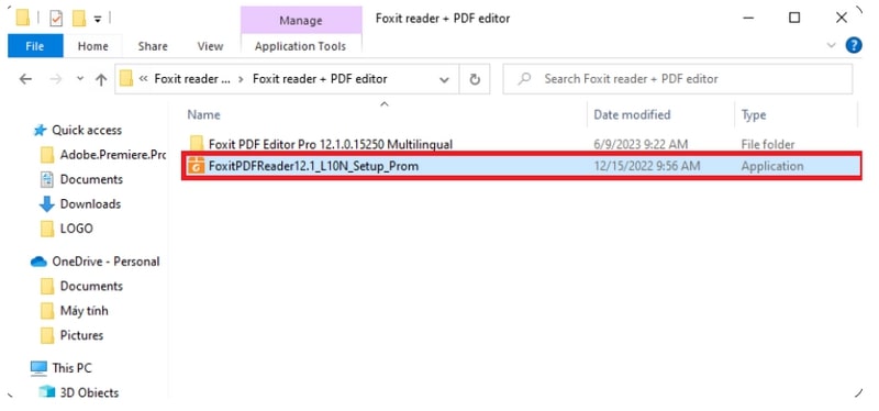 Thư mục Foxit reader sau khi được giải nén